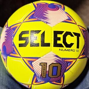 Select Numero 10 Soccer Ball Size 5 FIFA Hand-Stitched Training TPU Yellow Blue